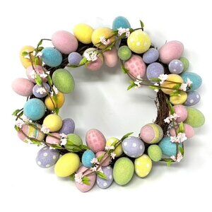 Target Full Size Easter Pastel Frosted Egg Wreath Door Wall Decor NWOT